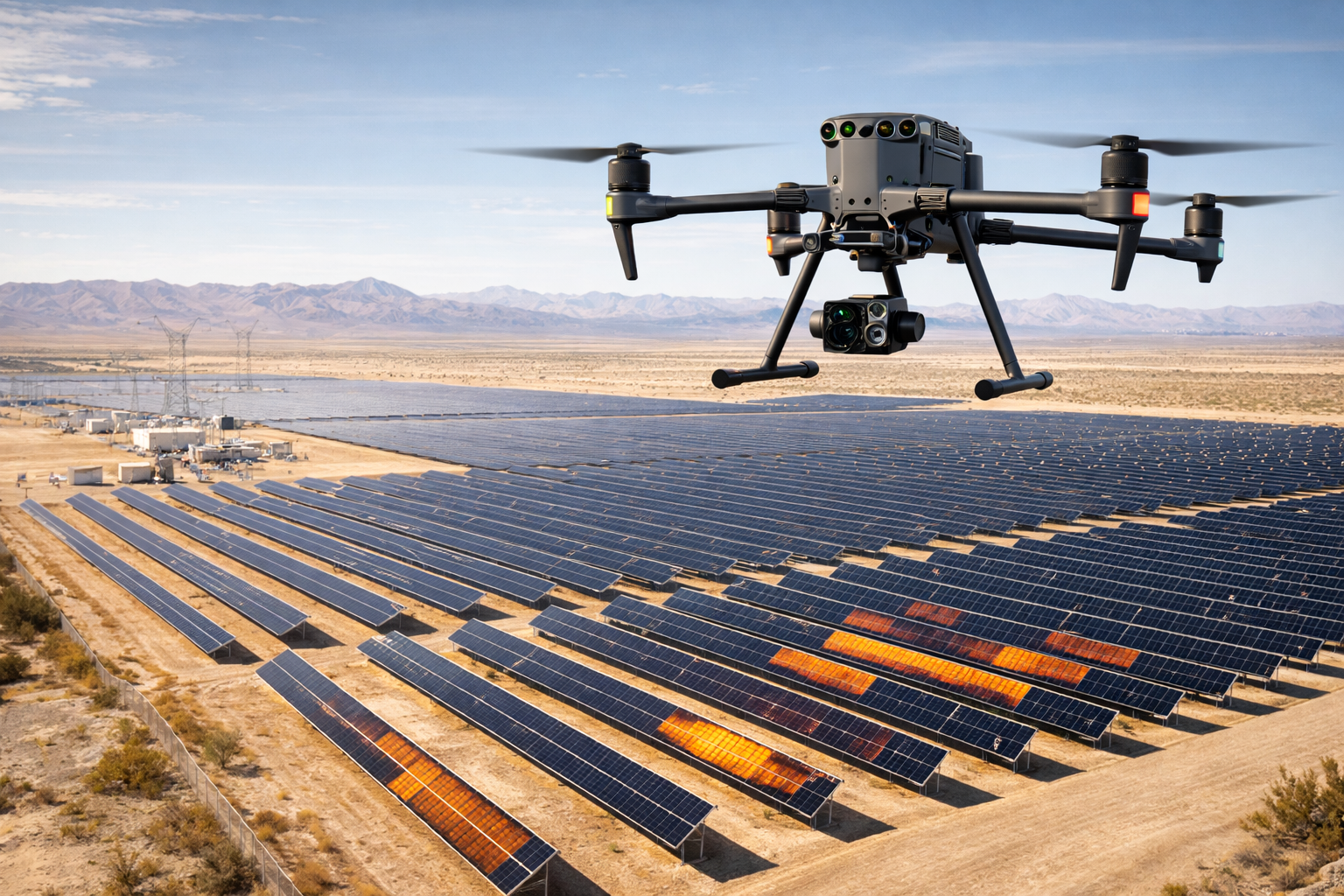 Drone inspecting energy and utility infrastructure