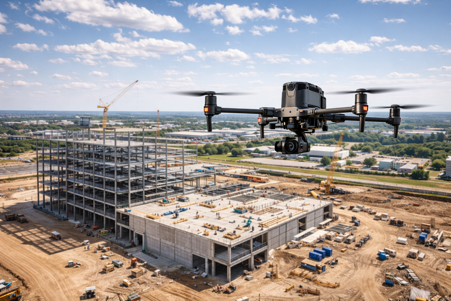 Drone surveying construction site